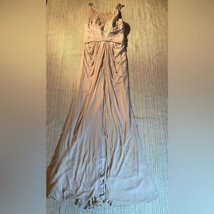 David's Bridal Biscotti Bridesmaid Dress Evening Gown Sz 8 Tan